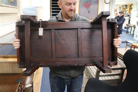 A Chinese carved hardwood low table (a.f.) W.92cm